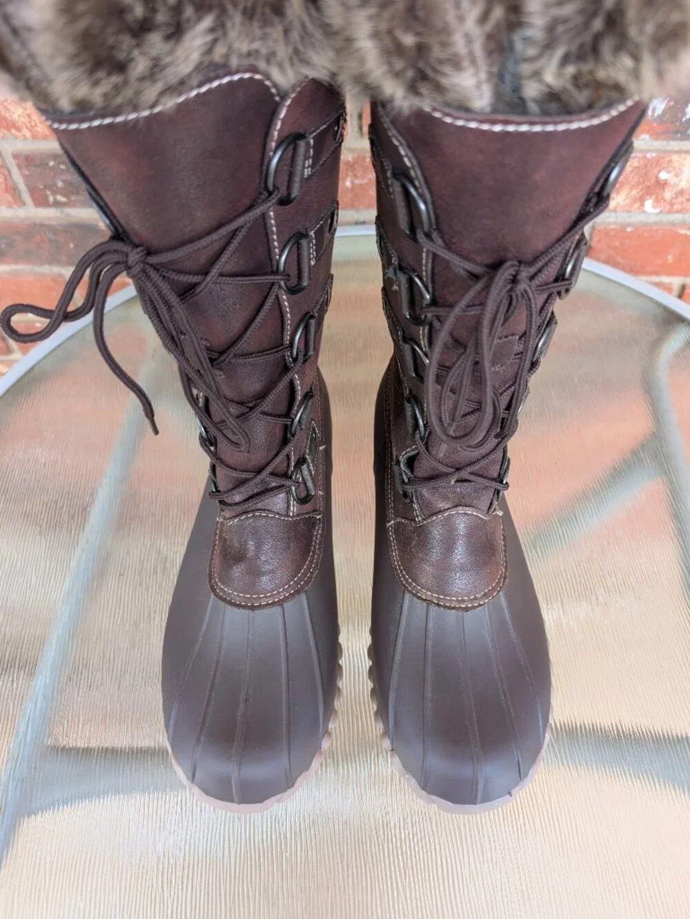 Women's Yuu Fiona Brown Mid Calf Duck Boots Size 10